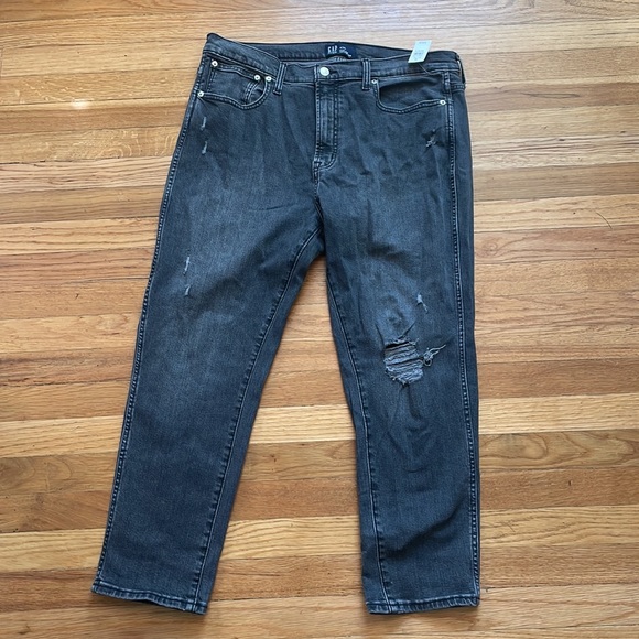 GAP Women's Black Pirineos High Rise Destructed Vintage Slim Jeans 18/34 NWT - Picture 4 of 5